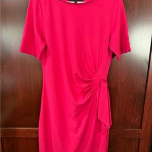 White House Black Market Pink Asymmetrical Ruched Midi Dress